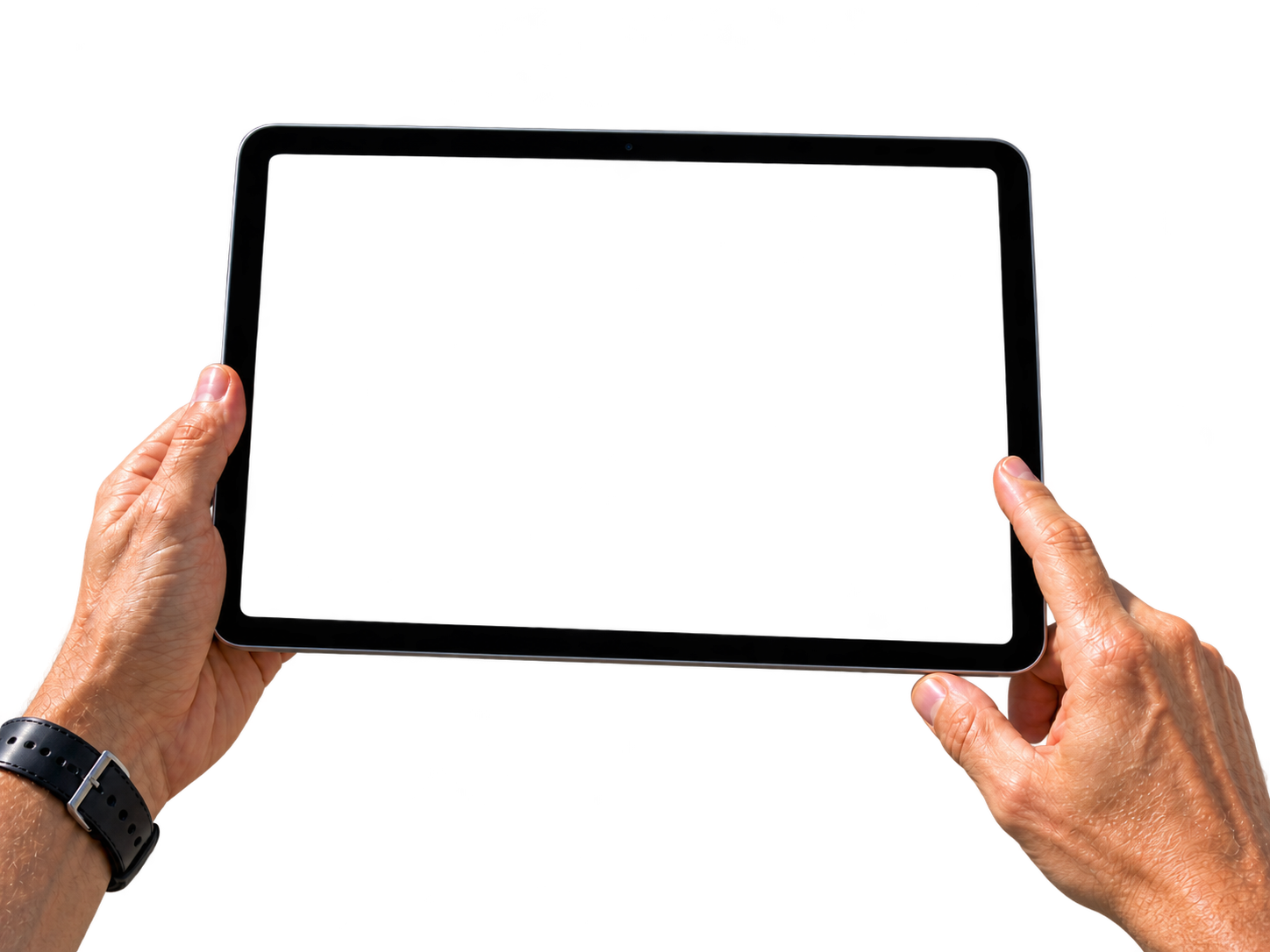 Hands holding a tablet